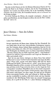 Karl Rahner Jesus Christus − Sinn des Lebens