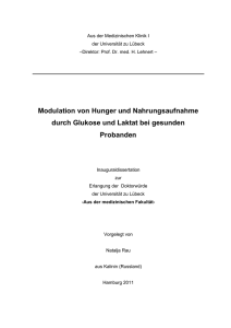 Modulation von Hunger und Nahrungsaufnahme durch Glukose und