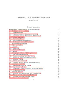 ANALYSIS I - WINTERSEMESTER 2014