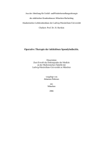 Operative Therapie der infektiösen Spondylodiscitis.