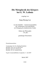 Die Metaphysik des Körpers bei GW Leibniz