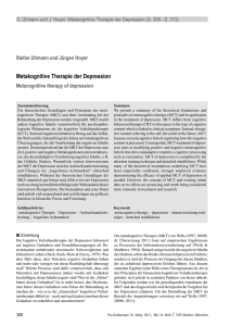 Metakognitive Therapie der Depression - CIP
