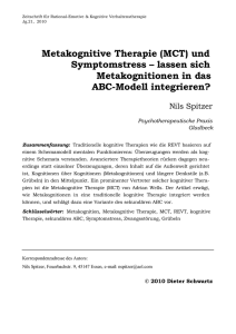 Metakognitive Therapie (MCT) und Symptomstress – lassen sich