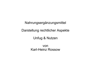 Nahrungsergänzungsmittel Darstellung rechtlicher Aspekte Unfug