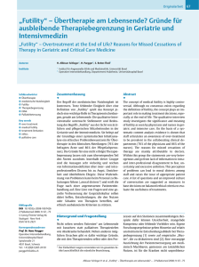 ¹Futility“ ± Übertherapie am Lebensende? Gründe für ausbleibende