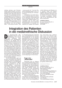 Integration des Patienten in die medizinethische Diskussion
