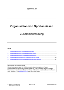 Organisation von Sportanlässen, Zusammenfassung