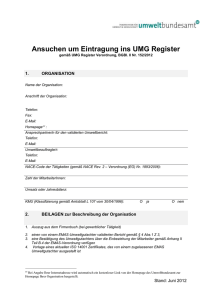 Ansuchen um Eintragung ins UMG Register ISO 14001