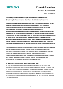 Presseaussendung von Siemens Österreich - Wirtschaft