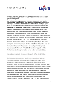 Office 365 - Layer2 Cloud Connector Personal Edition jetzt verfügbar