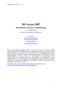 Manuskript zum Grundlehrgang MS Access 2007