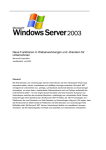 Windows Server 2003: Der neue Standard für
