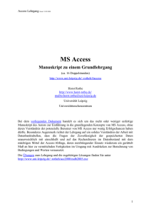 Manuskript zum Grundlehrgang MS Access