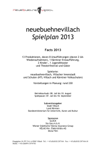 neuebuehnevillach Spielplan 2013 Facts 2013 13 Produktionen