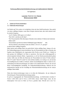 Vorlesung Wahrscheinlichkeitsrechnung und mathematische Statis