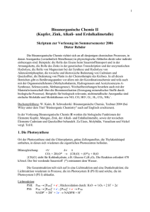 Bioanorganische Chemie II (Cu, Zn, Alkali