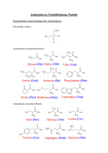 Aminosäuren, Peptidbindung, Peptide