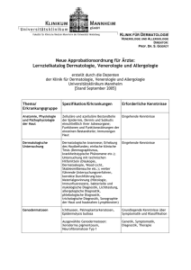 Lernzielkatalog Dermatologie, Venerologie und