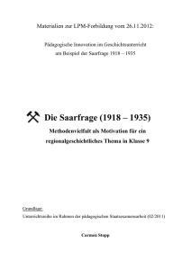 Die Saarfrage 1918 - 1935 - Landesinstitut für Pädagogik und Medien