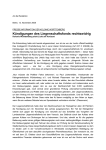 Pressemitteilung Kolonie Württemberg