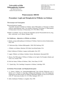 Proseminar: Logik und Metaphysik bei Wilhelm von - UK