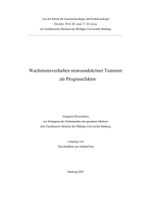 Wachstumsverhalten neuroendokriner Tumoren als Prognosefaktor