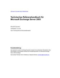 Technisches Referenzhandbuch f&uuml;r Exchange Server 2003