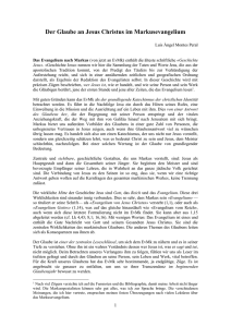Der Glaube an Jesus Christus im Markusevangelium
