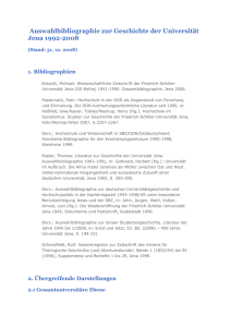 Auswahlbibliographie zur Geschichte der Universität Jena 1992-2008