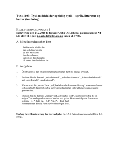 TYSK1103: Tysk middelalder og tidlig nytid – språk, litteratur og
