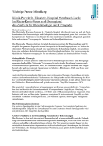 Wichtige Presse-Mitteilung - St. Elisabeth-Hospital Meerbusch-Lank