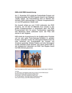KSB erhält RWE-Auszeichnung Am 11. November 2013 erhielt der