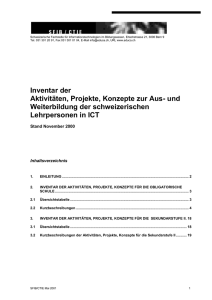 2. Inventar der Aktivit&auml;ten, Projekte, Konzepte f&uuml;r die