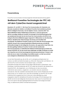 PPC AG für Breitband-Powerline-Technologie mit dem - ppc