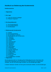 Handbuch zur Bedienung des Kundenmen&uuml;s Inhaltsverzeichnis