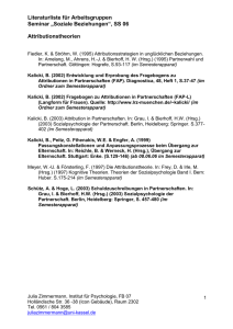 Literaturliste Seminar „Soziale Beziehungen“, SS 06