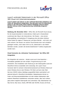 Layer2 verbindet Dateninseln in der Microsoft Office 365 Cloud mit