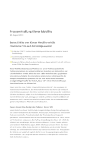 Pressemitteilung Klever Mobility 16. August 2013 Erstes E