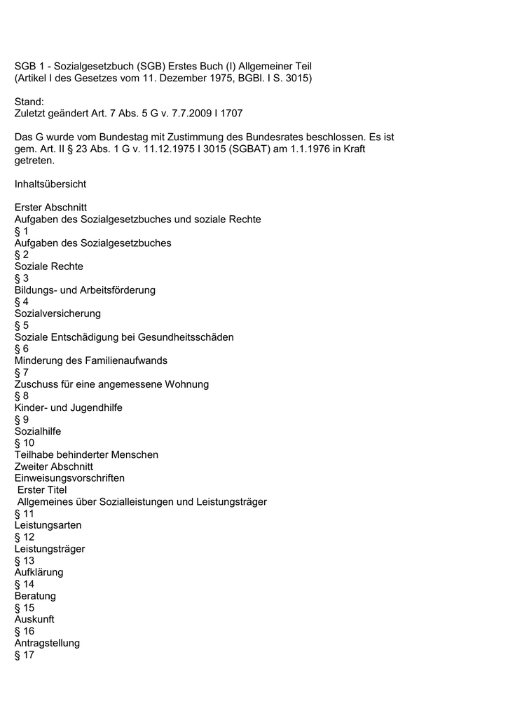Sgb Erstes Buch Bund Der Kriegsblinden Deutschlands Ev