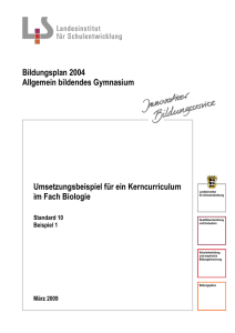 Kerncurriculum Biologie Gymnasium Standard Klasse 10 (Beispiel 1)
