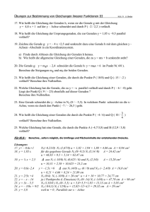 Übungen zur Bestimmung von Gleichungen linearer Funktionen III