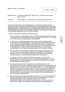 Anfrage 117/2006 Veränderungen in der stationären Versorgung