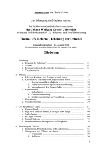 UN-Reform - Behebung der Defizite
