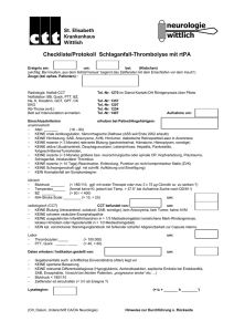 Checkliste/Protokoll Schlaganfall-Thrombolyse mit rtPA Ereignis am