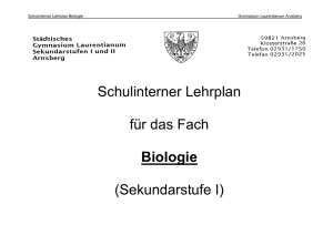 Schulinterner Lehrplan Biologie - Gymnasium Laurentianum Arnsberg