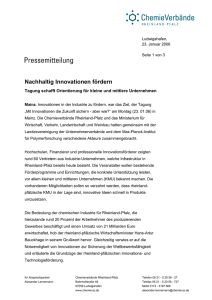 Nachhaltig Innovationen fördern - Chemieverbände Rheinland