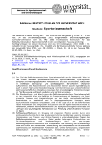 Bakk. Sportwissenschaft - Zentrum f&uuml;r Sportwissenschaft und