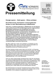 Nürnberg, 13.07.2006 PM 086/06/LFGS Energie Energie sparen