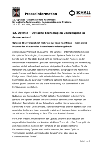 Presseinformation 12. Optatec – Optische Technologien