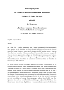 Eröffnungsansprache VdK-Präsident Walter Hirrlinger 8.5.2003